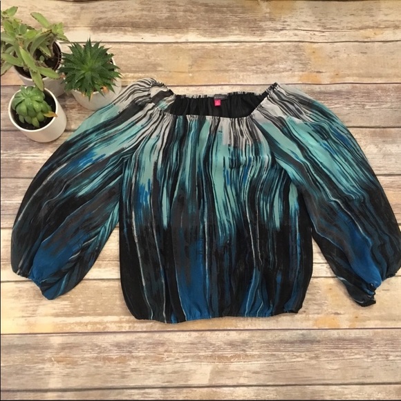 Vince Camuto Blue  brush strokes blouse - Size XS - Picture 6 of 10